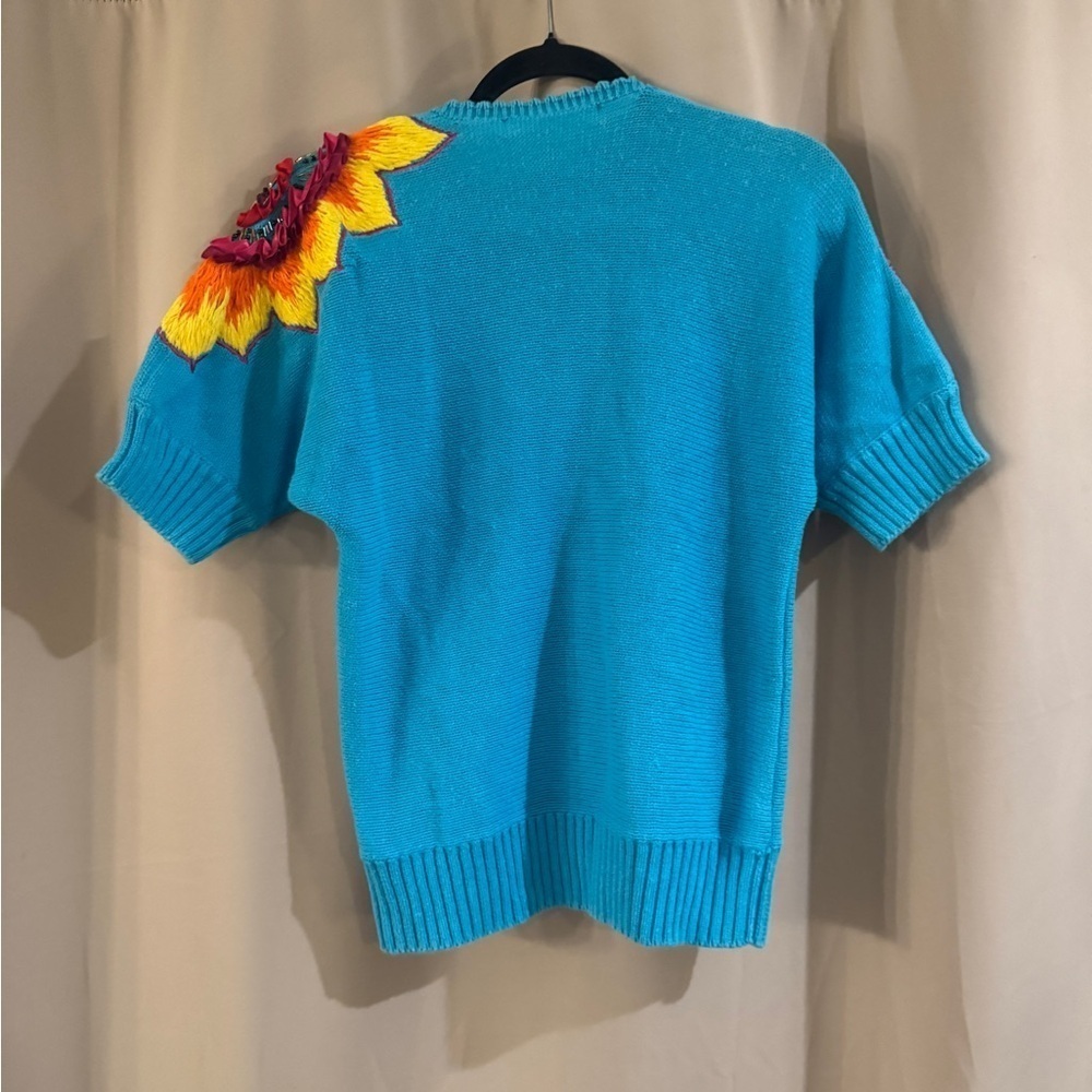 Diffusion Vintage Colorful Embroidered Blue Sweater - Picture 2 of 5